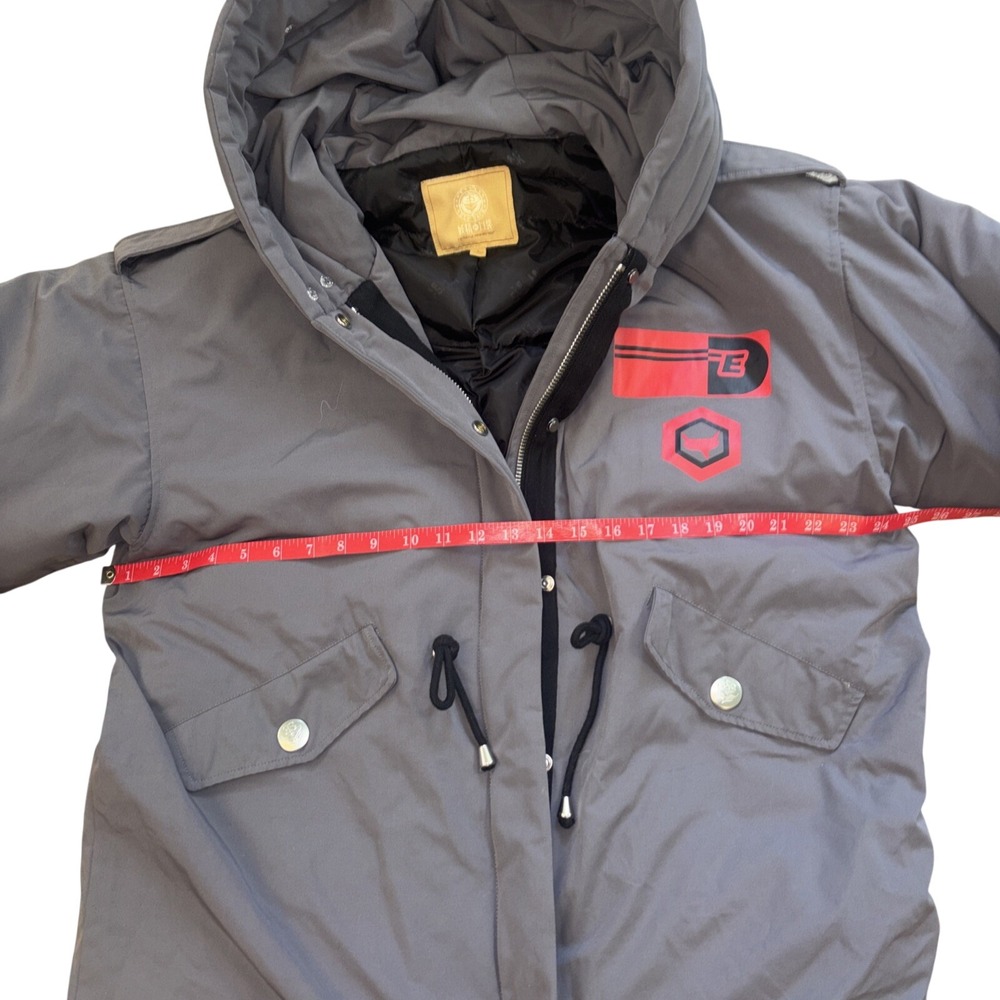 ELF SACK Fantastic Mr Fox Hooded Parka Jacket Grey Graphic Mid Length Coat S - Picture 7 of 9